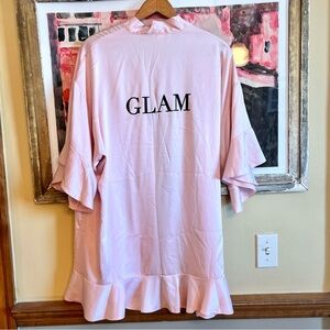 Victoria's Secret Light Pink Satin Robe with GLAM Back Print